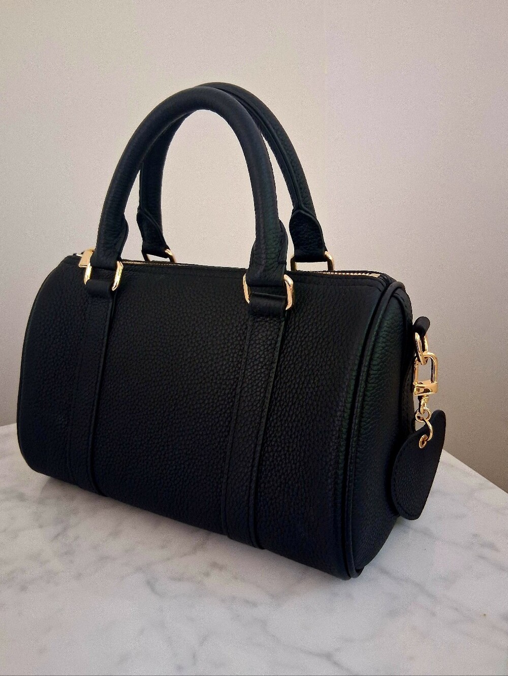 DUYP Melodie Cecile Black Grained leather - Mini Boston bag